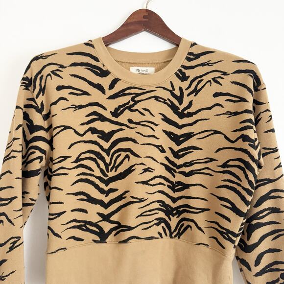 MADEWELL Tiger Stripe Crop Crewneck Sweatshirt XS - Picture 4 of 10